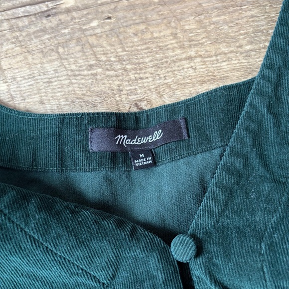 Madewell Dark Palm Corduroy Puff-Sleeve Button-Front Top - Picture 4 of 8